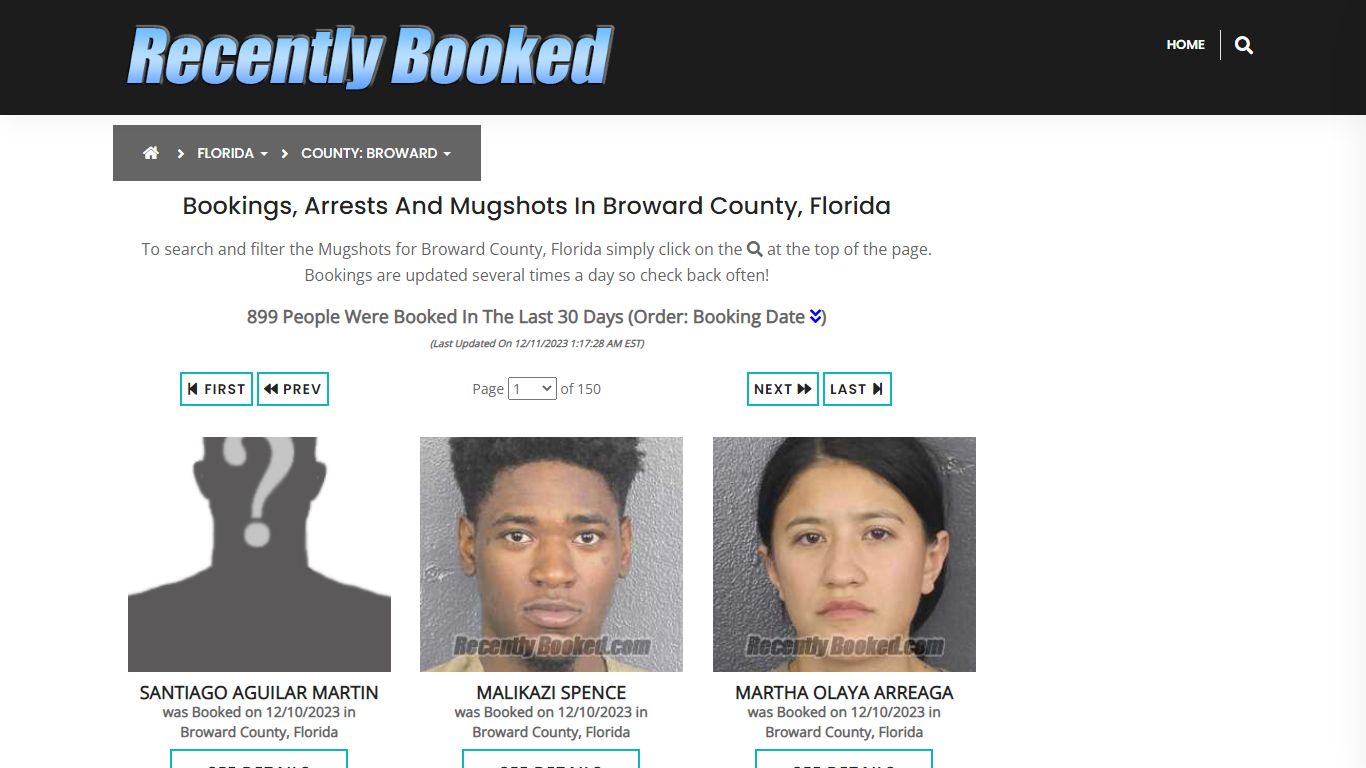 Recent bookings, Arrests, Mugshots in Broward County, Florida